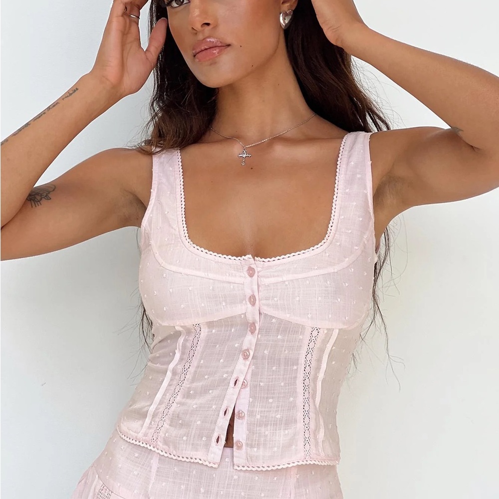 Princess Polly Cheyla top Blush Button-Down Camisole